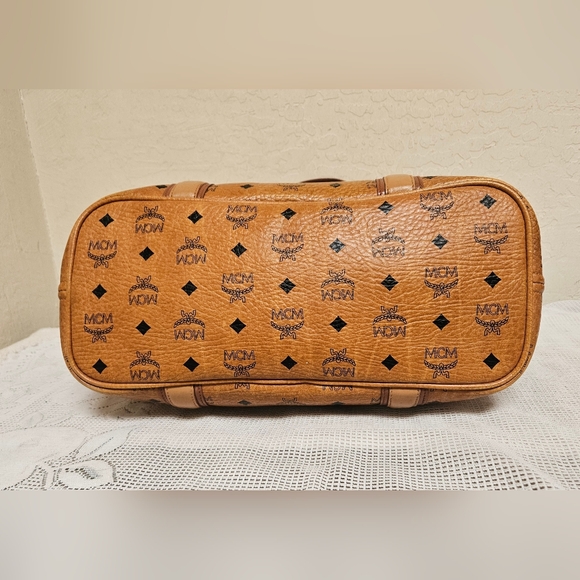 MCM Cognac Monogram Handbag Tote Bag AUTHENTIC - Picture 6 of 16